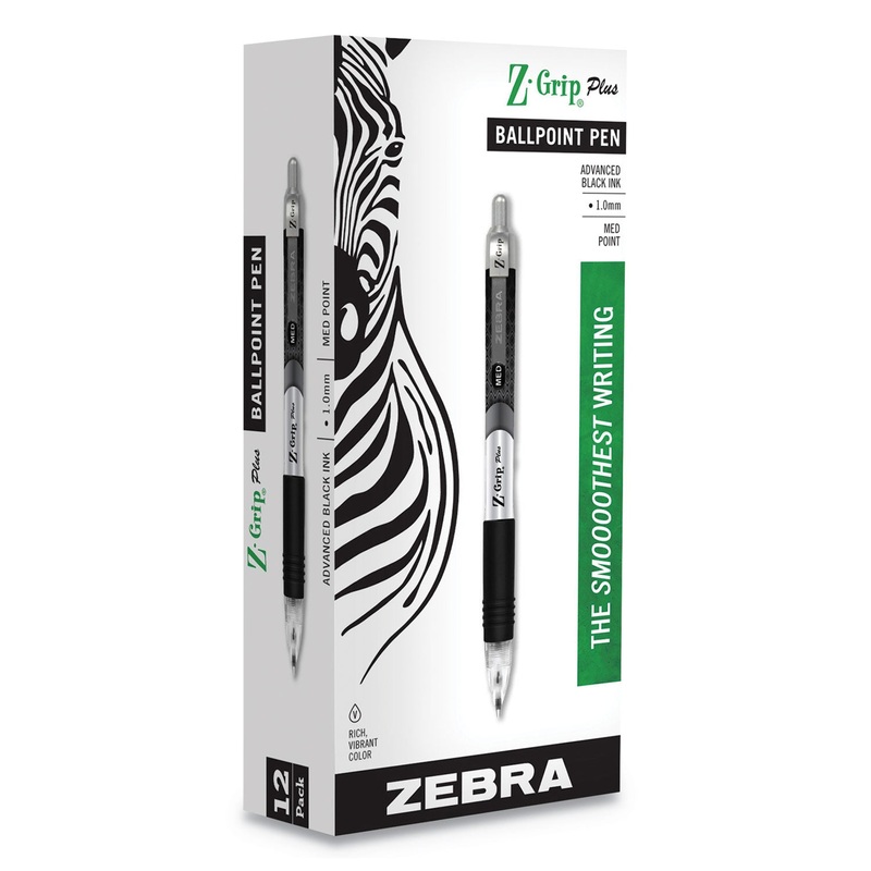 Z-GRIP PLUS RETRACTABLE BALLPOINT PEN, MEDIUM 1MM, BLACK INK/BARREL, DOZEN