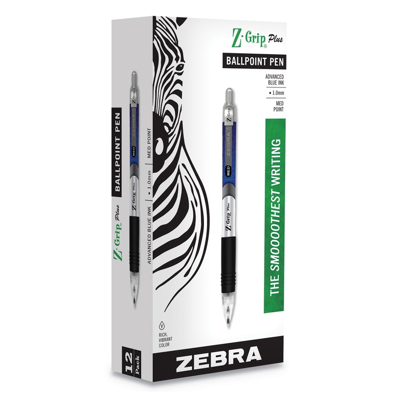 Z-GRIP PLUS RETRACTABLE BALLPOINT PEN, MEDIUM 1MM, BLUE INK/BARREL, DOZEN