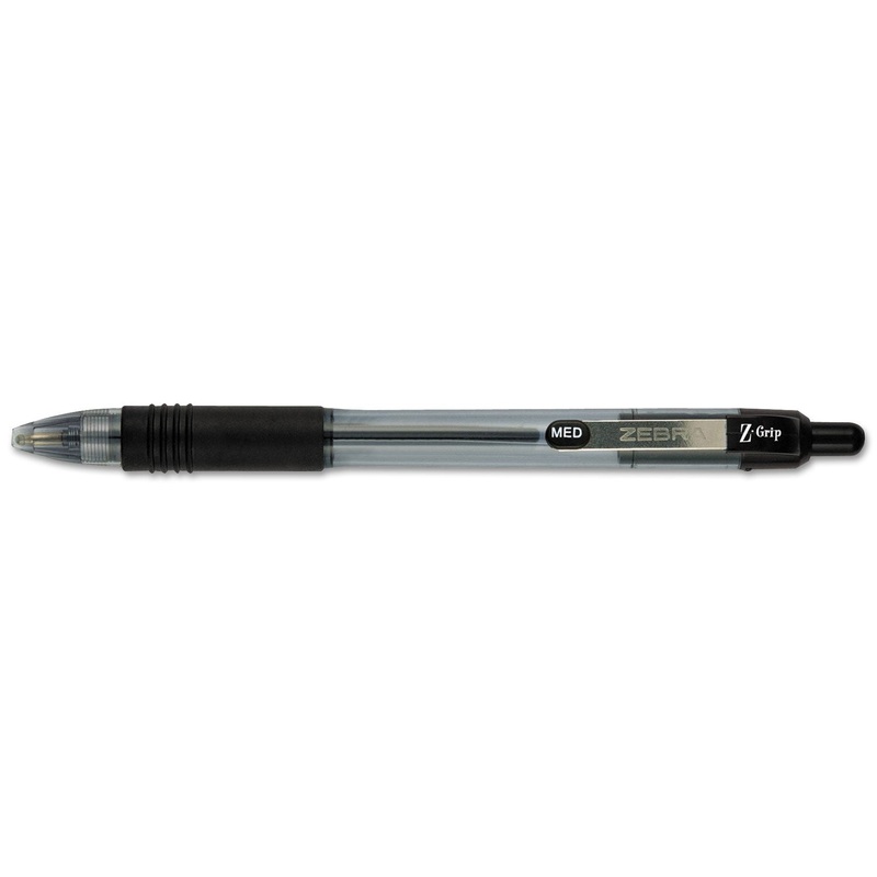 Z-GRIP RETRACTABLE BALLPOINT PEN, MEDIUM 1MM, BLACK INK, CLEAR BARREL, DOZEN