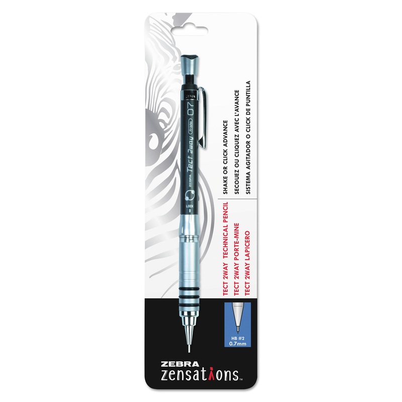 ZENSATIONS TECT 2WAY 1000 TECHNICAL PENCIL, 0.7 MM, HB (#2), BLACK LEAD, BLACK BARREL