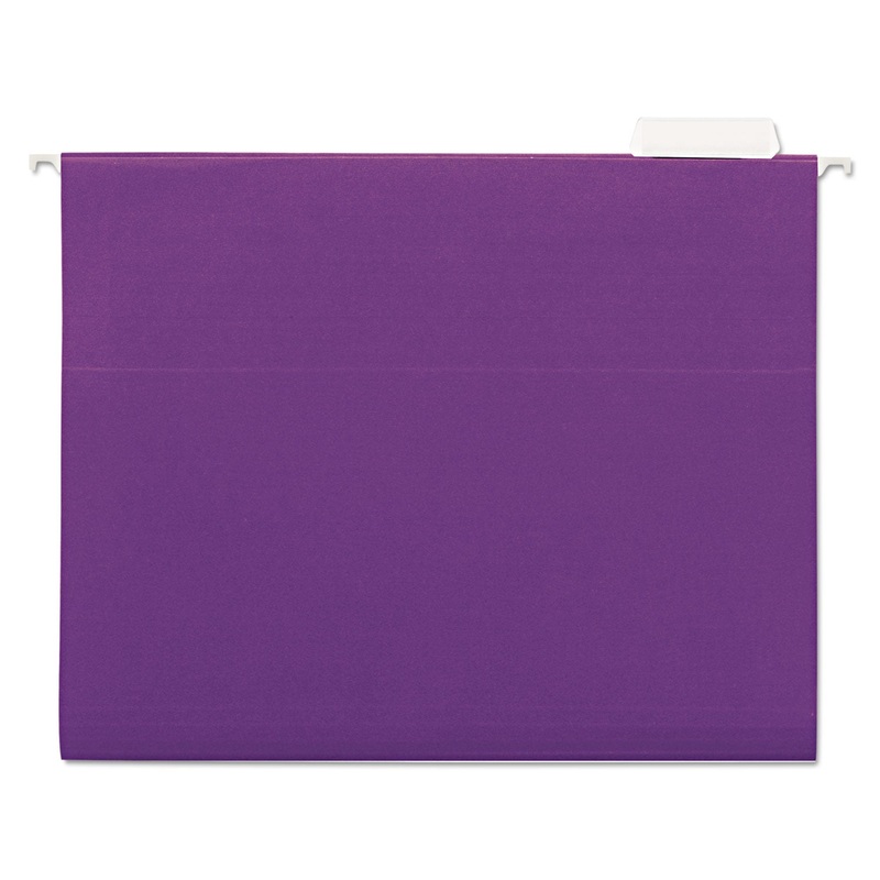 DELUXE BRIGHT COLOR HANGING FILE FOLDERS, LETTER SIZE, 1/5-CUT TAB, VIOLET, 25/BOX
