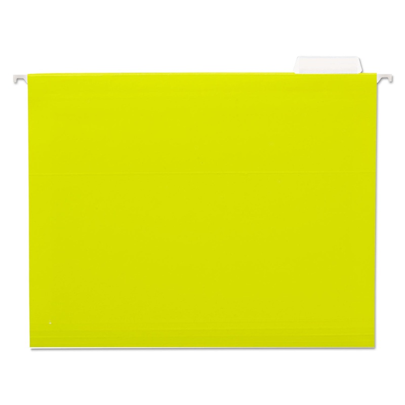 DELUXE BRIGHT COLOR HANGING FILE FOLDERS, LETTER SIZE, 1/5-CUT TAB, YELLOW, 25/BOX