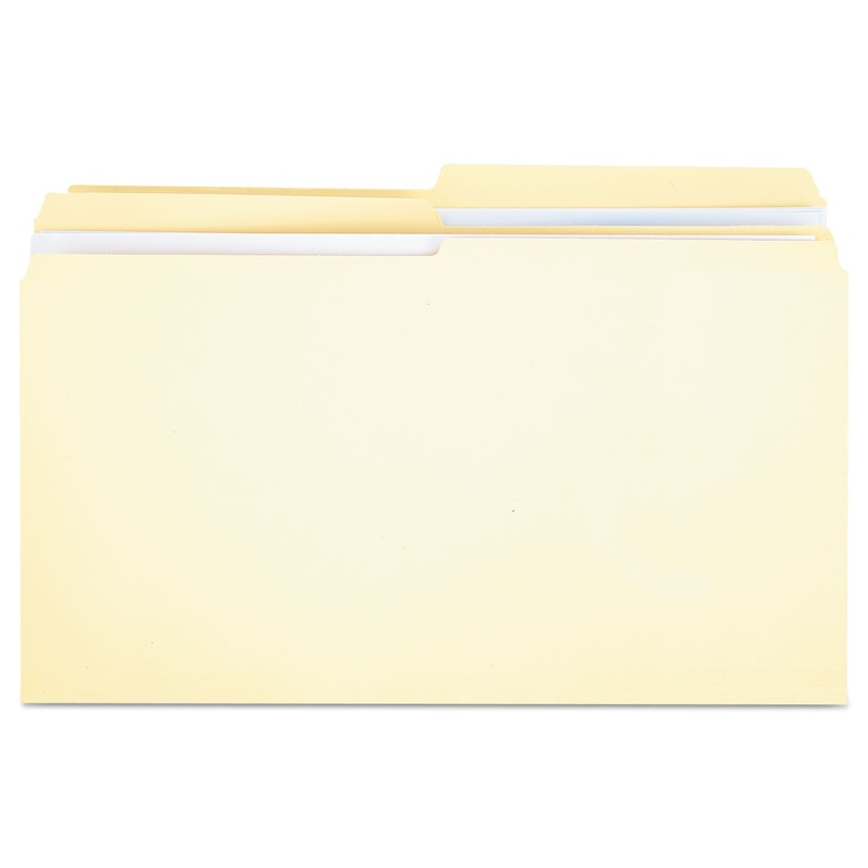 DOUBLE-PLY TOP TAB MANILA FILE FOLDERS, 1/2-CUT TABS, LEGAL SIZE, 100/BOX