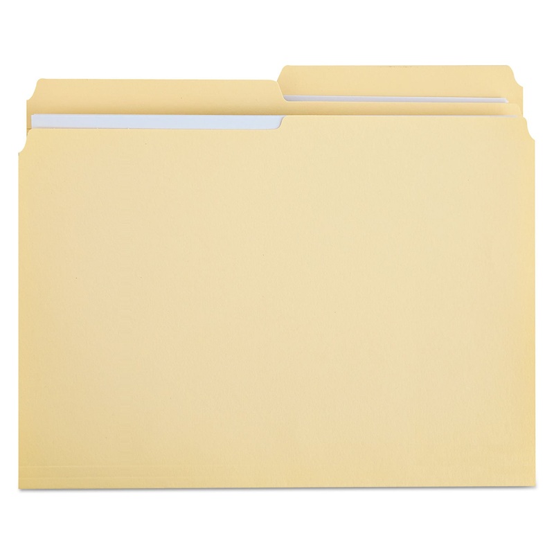 DOUBLE-PLY TOP TAB MANILA FILE FOLDERS, 1/2-CUT TABS, LETTER SIZE, 100/BOX
