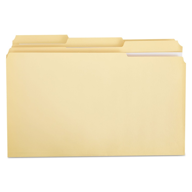 DOUBLE-PLY TOP TAB MANILA FILE FOLDERS, 1/3-CUT TABS, LEGAL SIZE, 100/BOX