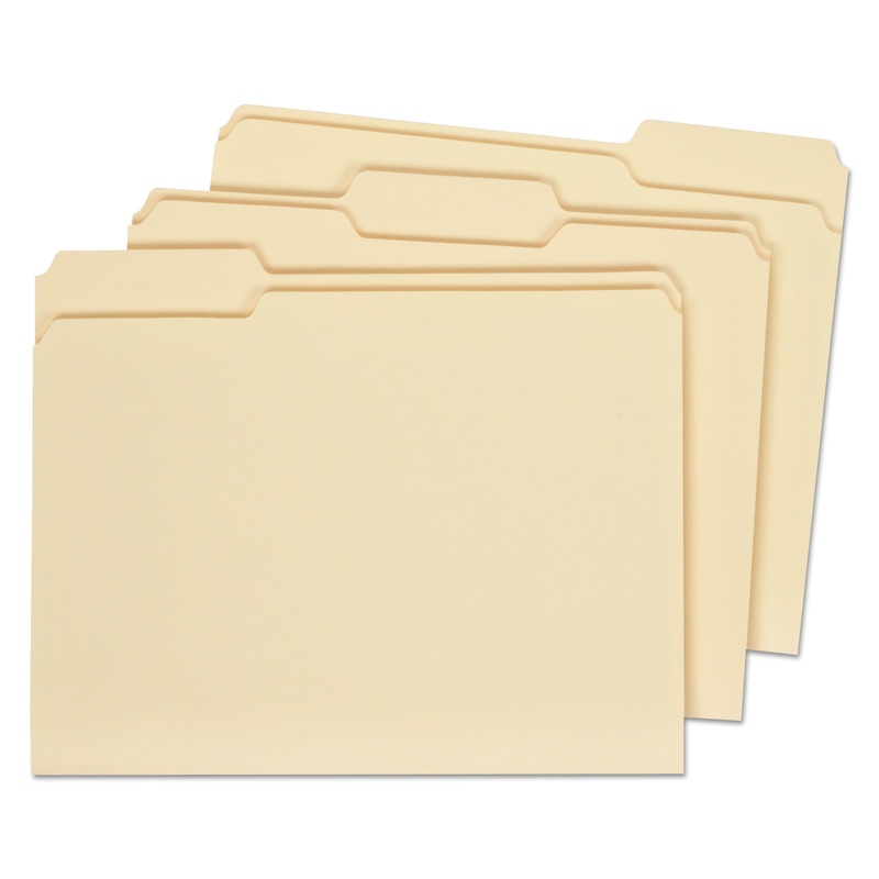 DOUBLE-PLY TOP TAB MANILA FILE FOLDERS, 1/3-CUT TABS, LETTER SIZE, 100/BOX