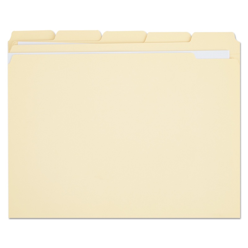 DOUBLE-PLY TOP TAB MANILA FILE FOLDERS, 1/5-CUT TABS, LETTER SIZE, 100/BOX