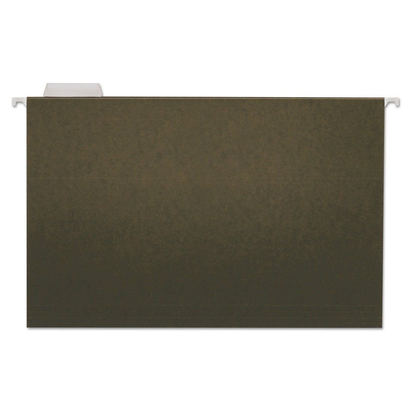 HANGING FILE FOLDERS, LEGAL SIZE, 1/5-CUT TAB, STANDARD GREEN, 25/BOX