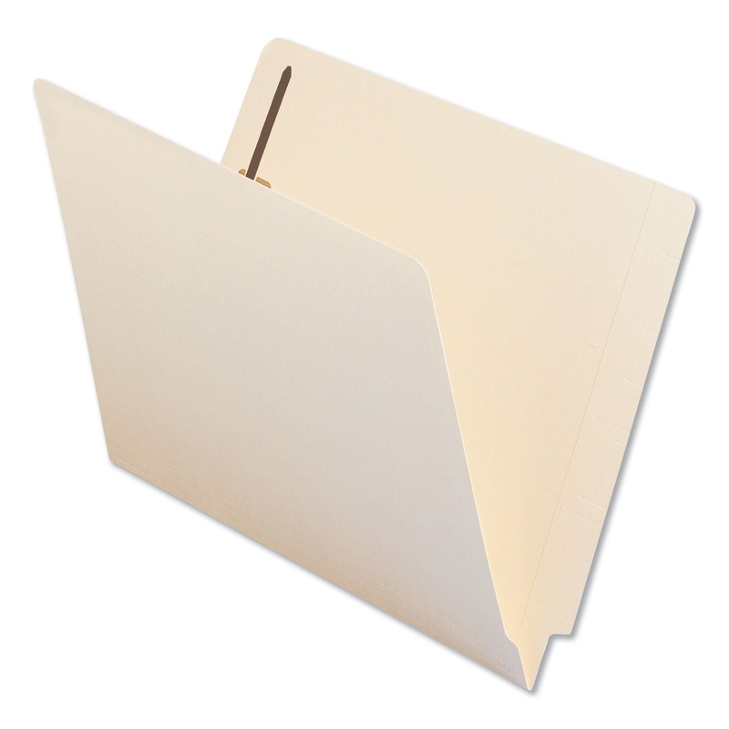 REINFORCED END TAB FILE FOLDERS WITH ONE FASTENER, STRAIGHT TAB, LETTER SIZE, MANILA, 50/BOX