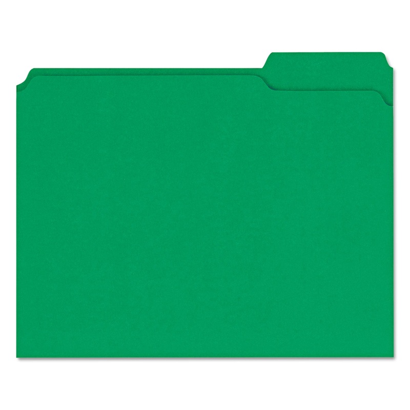 REINFORCED TOP-TAB FILE FOLDERS, 1/3-CUT TABS, LETTER SIZE, GREEN, 100/BOX