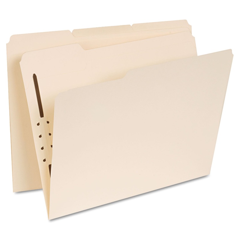 REINFORCED TOP TAB FOLDERS WITH ONE FASTENER, 1/3-CUT TABS, LETTER SIZE, MANILA, 50/BOX