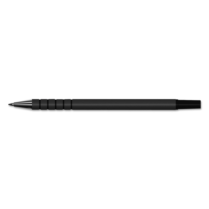 REPLACEMENT STICK BALLPOINT COUNTER PEN, MEDIUM 1MM, BLACK INK/BARREL, 6/PACK