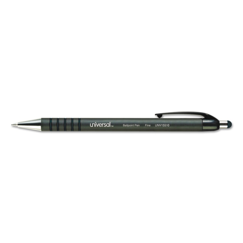 RETRACTABLE BALLPOINT PEN, MEDIUM 1MM, BLACK INK/BARREL, DOZEN