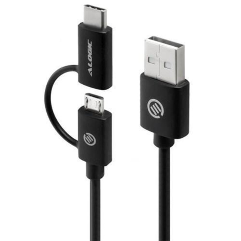 ALOGIC 1M USB 2.0 USB-A TO USB-C & MICRO USB-B COMBO CABLE FOR CHARGE & SYNC – MALE TO MALE