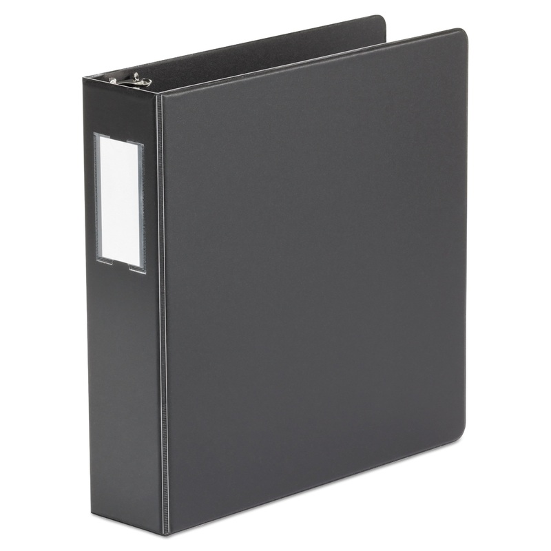 DELUXE NON-VIEW D-RING BINDER WITH LABEL HOLDER, 3 RINGS, 2″ CAPACITY, 11 X 8.5, BLACK