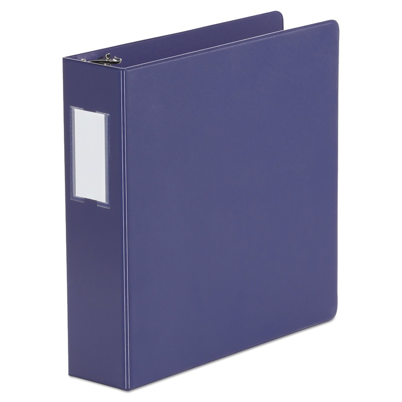 DELUXE NON-VIEW D-RING BINDER WITH LABEL HOLDER, 3 RINGS, 2″ CAPACITY, 11 X 8.5, NAVY BLUE