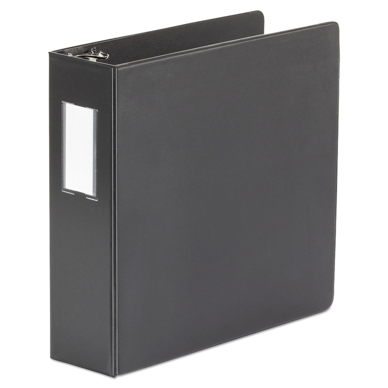 DELUXE NON-VIEW D-RING BINDER WITH LABEL HOLDER, 3 RINGS, 3″ CAPACITY, 11 X 8.5, BLACK