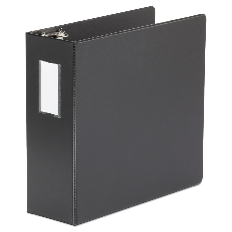 DELUXE NON-VIEW D-RING BINDER WITH LABEL HOLDER, 3 RINGS, 4″ CAPACITY, 11 X 8.5, BLACK