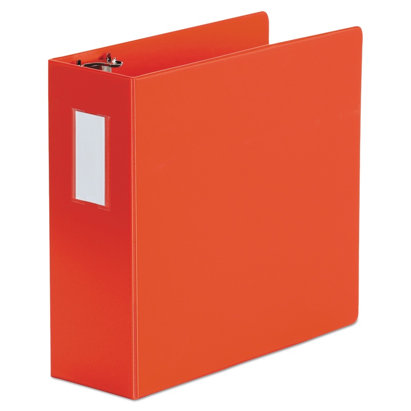DELUXE NON-VIEW D-RING BINDER WITH LABEL HOLDER, 3 RINGS, 4″ CAPACITY, 11 X 8.5, RED