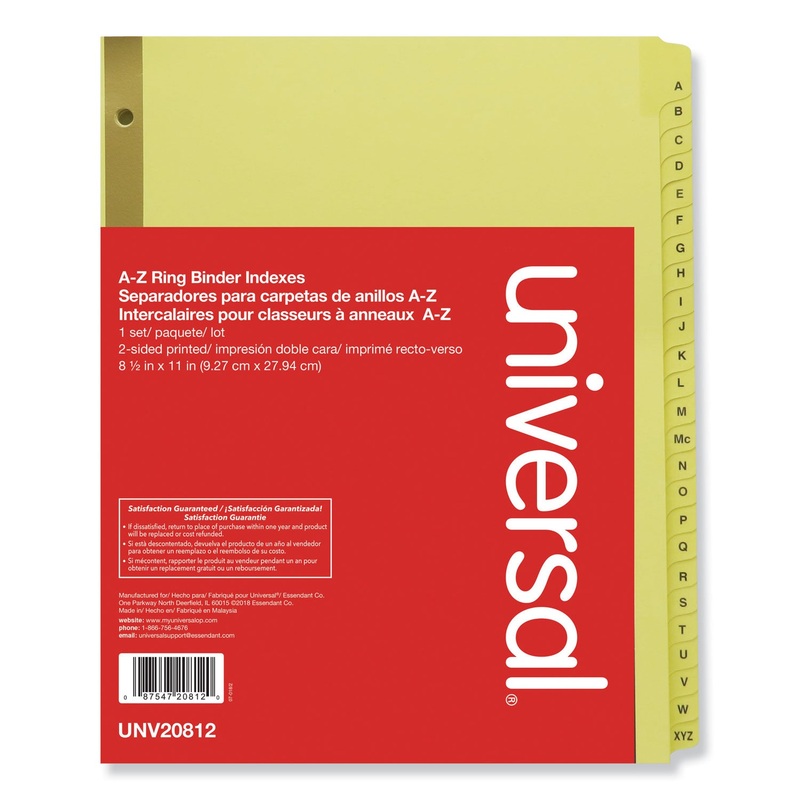 DELUXE PREPRINTED PLASTIC COATED TAB DIVIDERS WITH BLACK PRINTING, 25-TAB, A TO Z, 11 X 8.5, BUFF, 1 SET