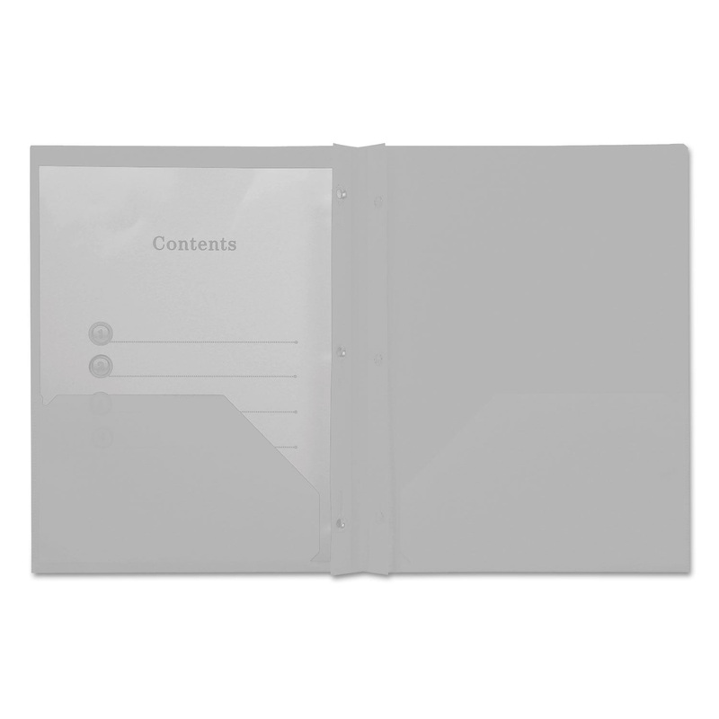 Plastic Twin-Pocket Report Covers With 3 Fasteners, 100 Sheets, White, 10/pk