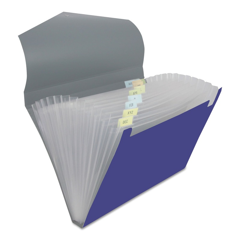 POLY EXPANDING FILES, 13 SECTIONS, LETTER SIZE, METALLIC BLUE/STEEL GRAY