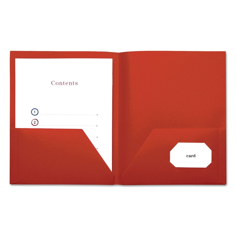 Two-Pocket Plastic Folders, 11 X 8 1/2, Red, 10/pack