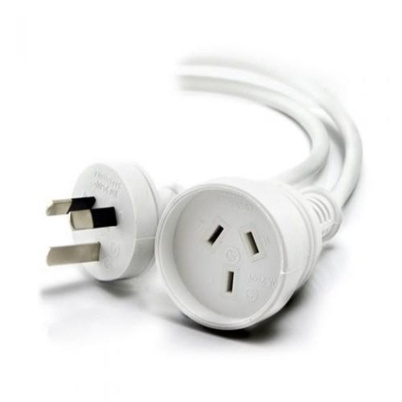 ALOGIC 10M AUS 3 PIN MAINS POWER EXTENSION CABLE WHITE MALE TO FEMALE