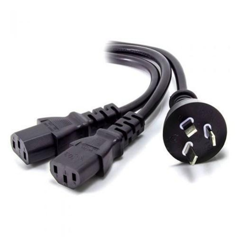 ALOGIC 2M AUS 3 MAINS PLUG TO 2 X IEC C13 Y SPLITTER CABLE MALE TO 2 X FEMALE CABLE