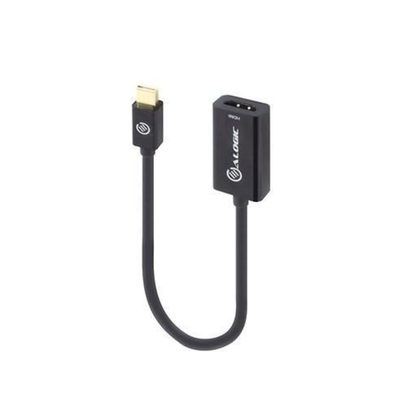 ALOGIC ELEMENTS 20CM MINI DISPLAYPORT TO HDMI ADAPTER MALE TO FEMALE BLACK COMMERCIAL PACKAGING