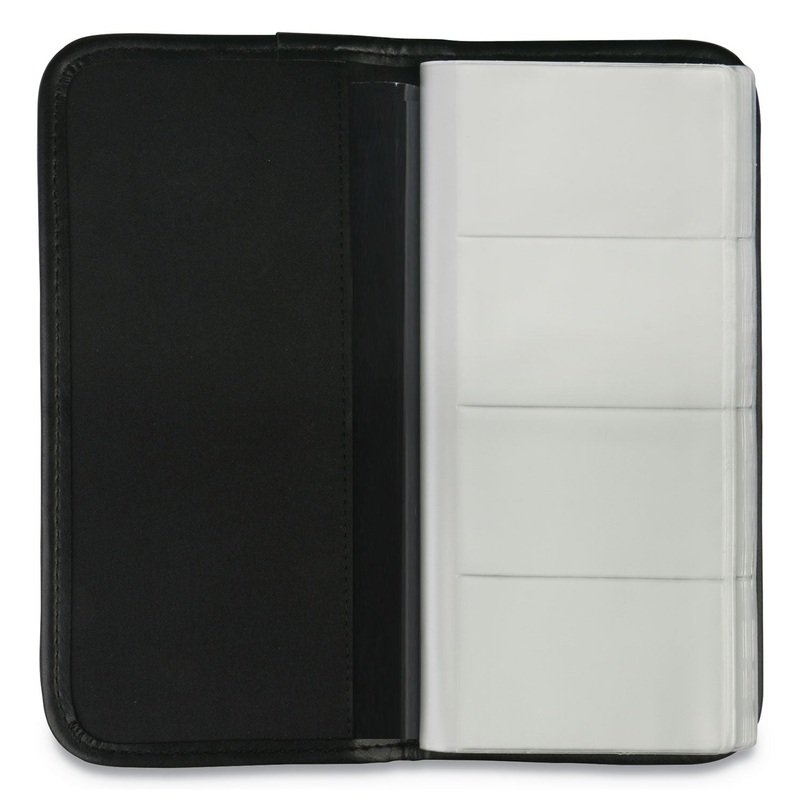 BUSINESS CARD HOLDER, VINYL, BLACK, 4 3/4 X 10 1/8
