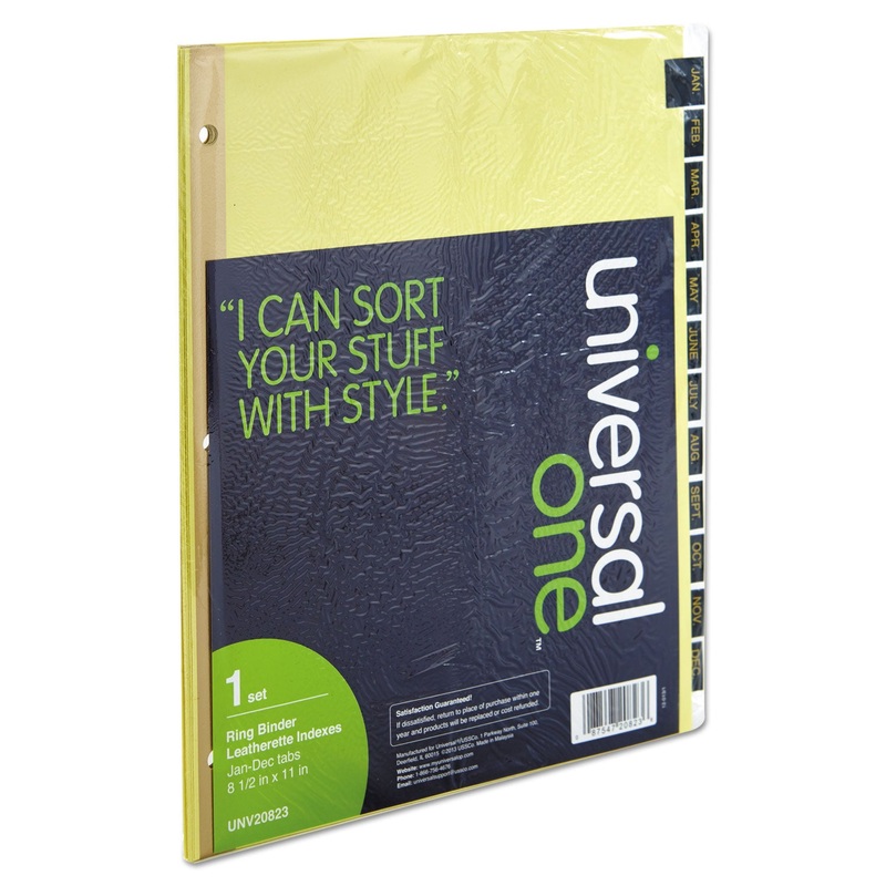 DELUXE PREPRINTED SIMULATED LEATHER TAB DIVIDERS WITH GOLD PRINTING, 12-TAB, JAN. TO DEC., 11 X 8.5, BUFF, 1 SET