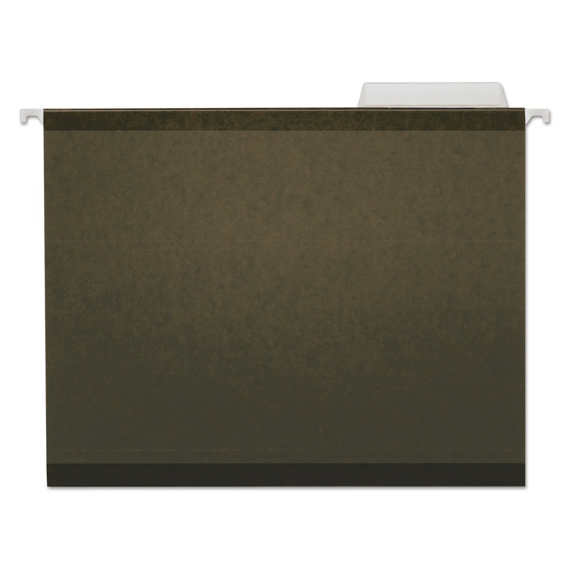 DELUXE REINFORCED RECYCLED HANGING FILE FOLDERS, LETTER SIZE, 1/3-CUT TAB, STANDARD GREEN, 25/BOX