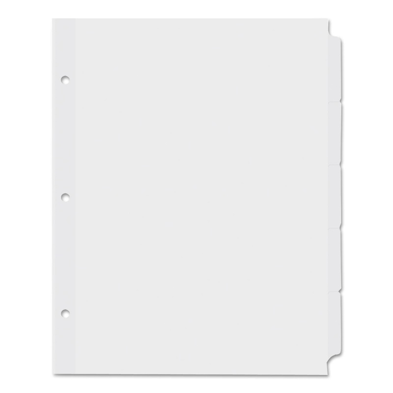 SELF-TAB INDEX DIVIDERS, 5-TAB, 11 X 8.5, WHITE, 36 SETS