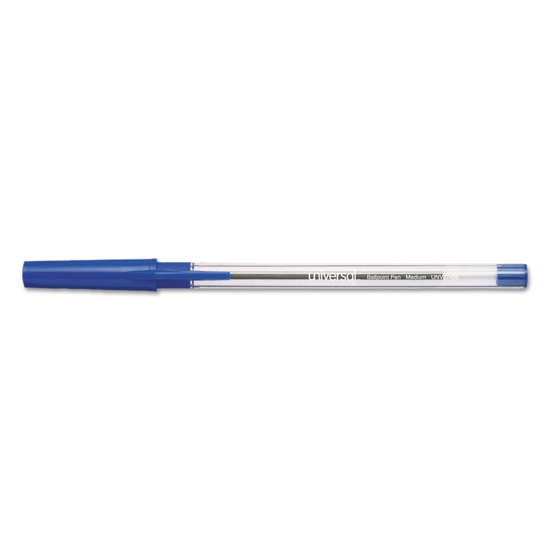 SMOOTH GRIP STICK BALLPOINT PEN, MEDIUM 1MM, BLUE INK, CLEAR BARREL, 24/PACK