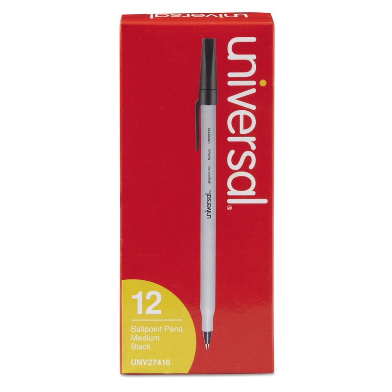 STICK BALLPOINT PEN, MEDIUM 1MM, BLACK INK, GRAY BARREL, DOZEN