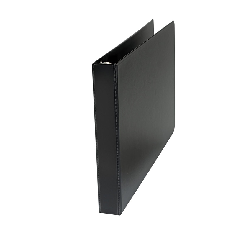 LEDGER-SIZE ROUND RING BINDER WITH LABEL HOLDER, 3 RINGS, 1″ CAPACITY, 11 X 17, BLACK