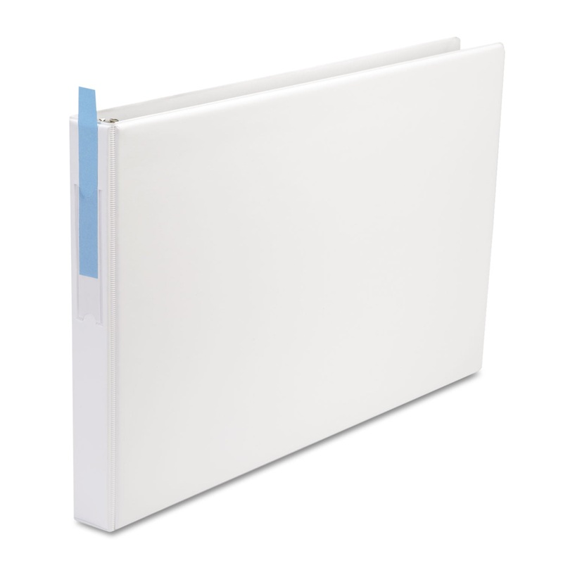 LEDGER-SIZE ROUND RING BINDER WITH LABEL HOLDER, 3 RINGS, 1″ CAPACITY, 11 X 17, WHITE