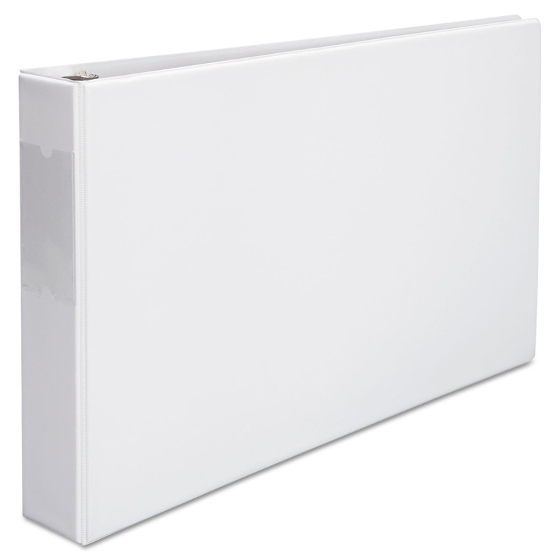 LEDGER-SIZE ROUND RING BINDER WITH LABEL HOLDER, 3 RINGS, 2″ CAPACITY, 11 X 17, WHITE