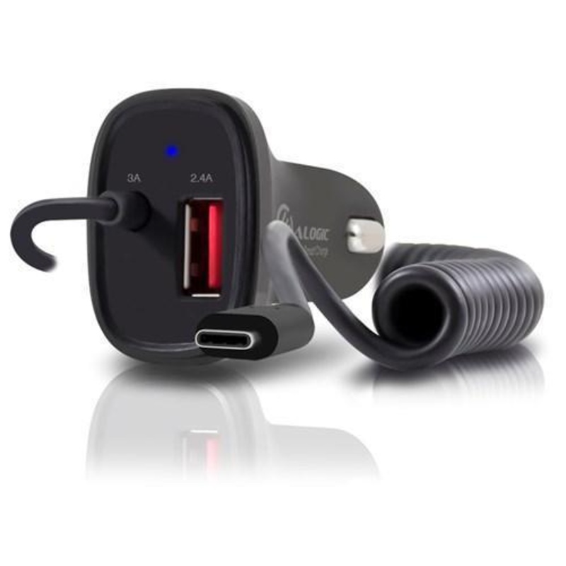 ALOGIC 2 PORT USB-C & USB-A CAR CHARGER WITH INTEGRATED CABLE