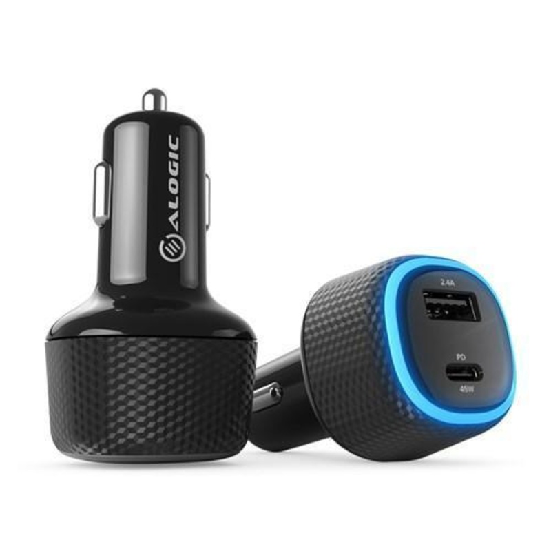ALOGIC RAPID 2 PORT USB-C & USB-A LAPTOP & PHONE CAR CHARGER – 45W POWER DELIVERY & 12W FAST CHARGING