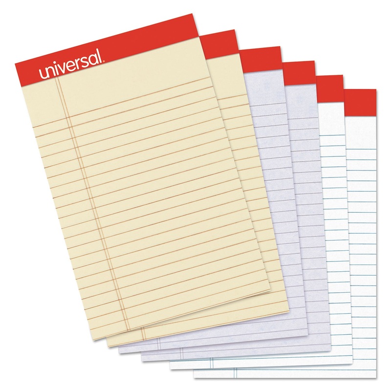 COLORED PERFORATED WRITING PADS, NARROW RULE, 5 X 8, ASSORTED SHEET COLORS, 50 SHEETS, 6/PACK