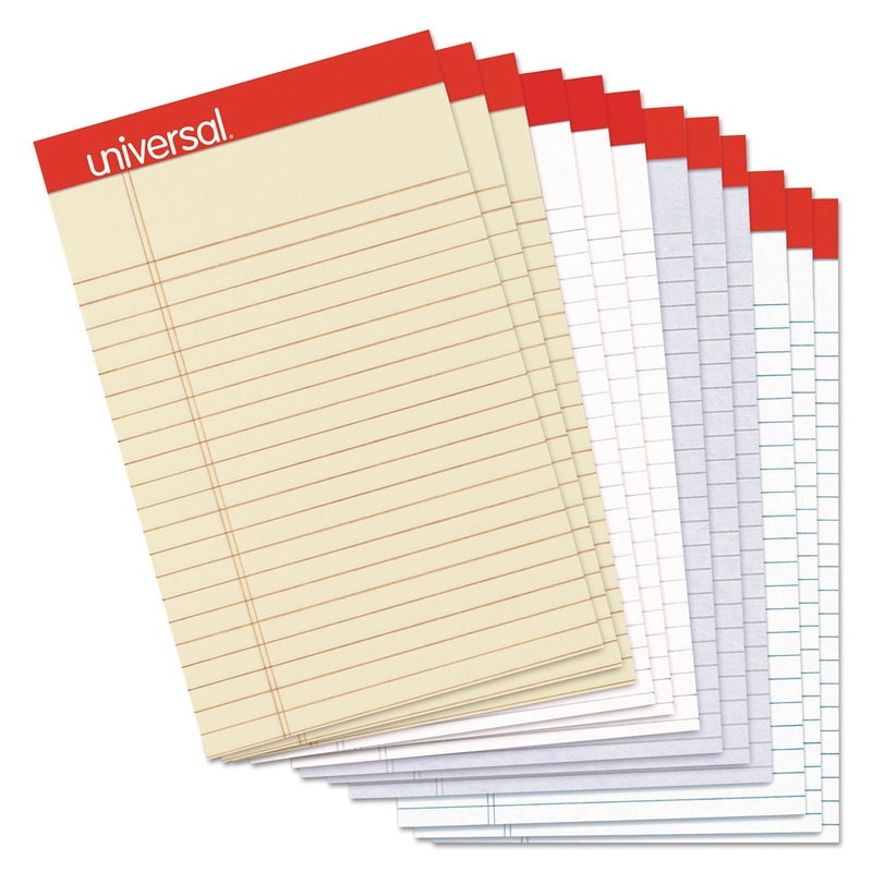 COLORED PERFORATED WRITING PADS, NARROW RULE, 5 X 8, ASSORTED SHEET COLORS, 50 SHEETS, DOZEN
