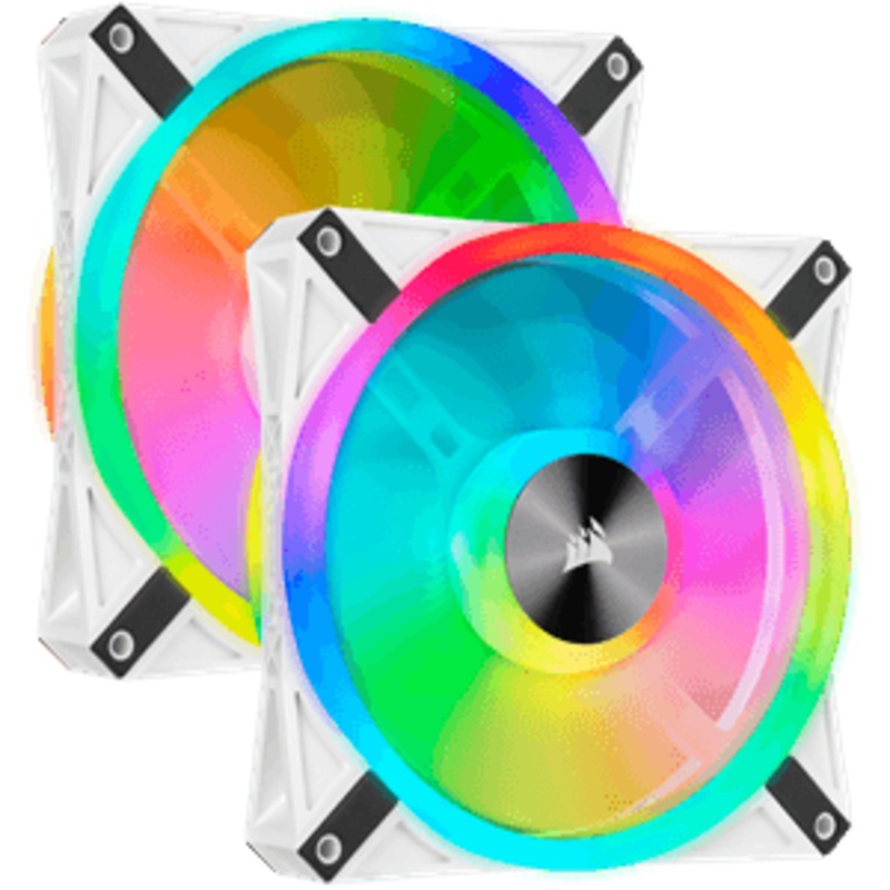 CORSAIR QL140 RGB 140MM RGB LED FAN DUAL PACK WITH LIGHTING NODE CORE – WHITE BODY