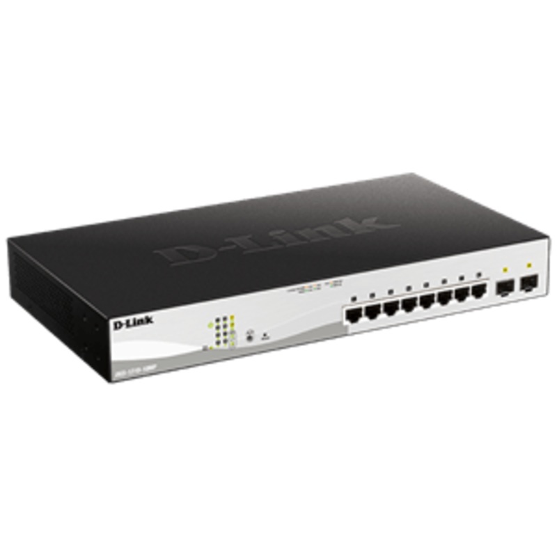 DLINK DGS-1210-10MP 10-PORT GIGABIT WEBSMART POE SWITCH WITH 8 POE RJ45 AND 2 SFP PORTS. POE BUDGET 130W