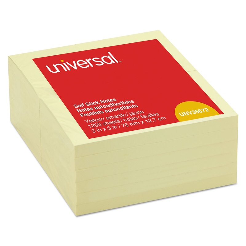 Self-Stick Note Pads, 3 X 5, Yellow, 100-Sheet, 12/pack