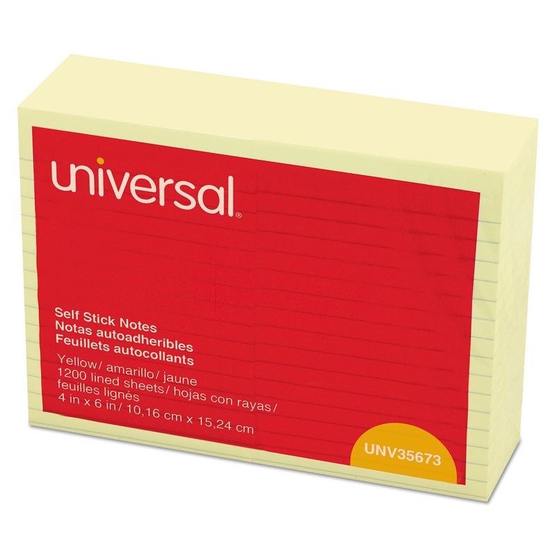 Self-Stick Note Pads, Lined, 4 X 6, Yellow, 100-Sheet, 12/pack