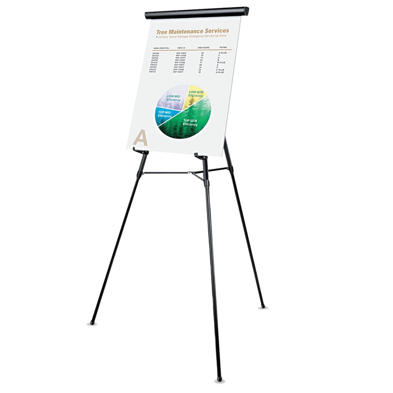 3-Leg Telescoping Easel With Pad Retainer, Adjusts 34″ To 64″, Aluminum, Black