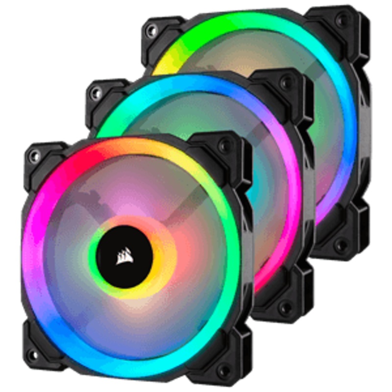 CORSAIR LL SERIES LL120 RGB 120MM DUAL LIGHT LOOP RGB LED PWM FAN 3 FAN PACK WITH LIGHTING NODE PRO CONTROLLER