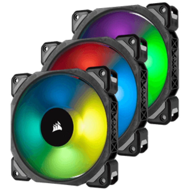 CORSAIR ML120 PRO RGB 120MM PREMIUM MAGNETIC LEVITATION RGB LED PWM FAN 3 FAN PACK WITH LIGHTING NODE PRO CONTROLLER